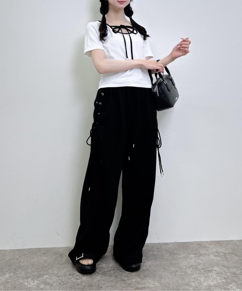 INGNI（イング）の「【WEB限定】サイドレースアップスウェットパンツ（その他パンツ・レディース・グレー/ライトピンク/ブラック・FREE）」の8枚目の写真