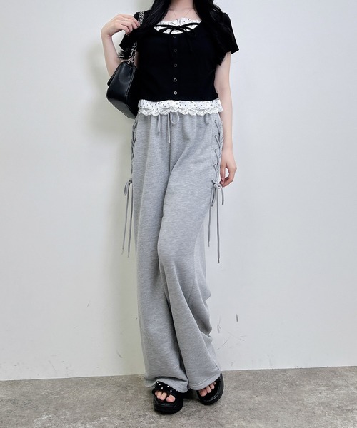 INGNI（イング）の「【WEB限定】サイドレースアップスウェットパンツ（その他パンツ・レディース・グレー/ライトピンク/ブラック・FREE）」の14枚目の写真
