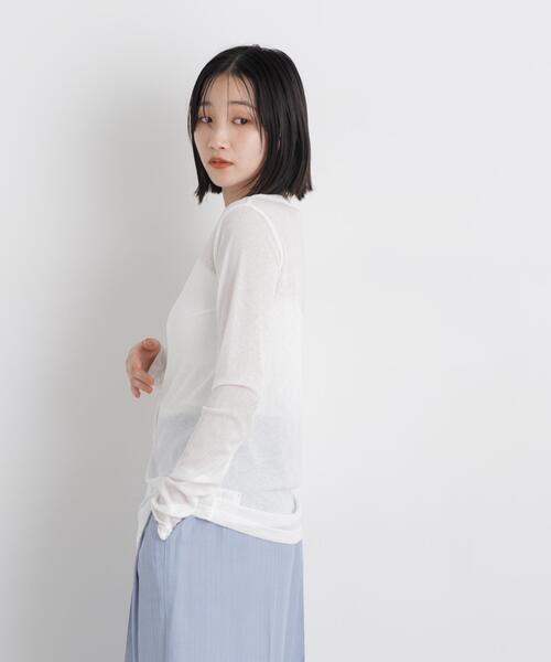 NANO universe（ナノユニバース）の「シアーリブカットソー多ボタンデザイントップス（Tシャツ/カットソー・レディース・イエロー/オフホワイト/ブラック・FREE）」の14枚目の写真