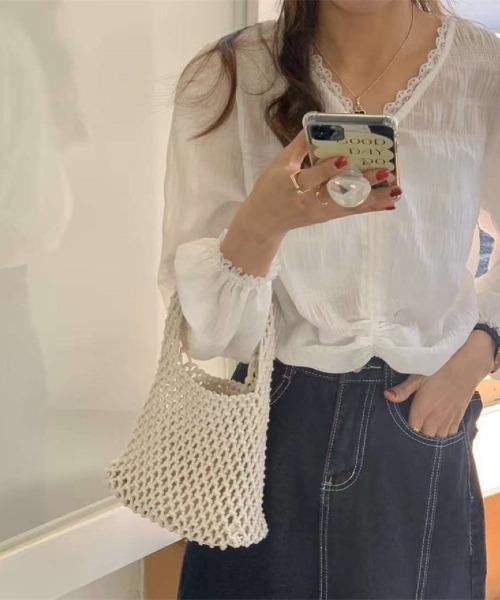 Ritzy（リッツィー）の「メッシュ編み コンパクトサイズのトートバッグ（トートバッグ・レディース・ブルー/グリーン/ホワイト/ブラウン/パープル/ブラック/イエロー/マスタード・FREE）」の22枚目の写真