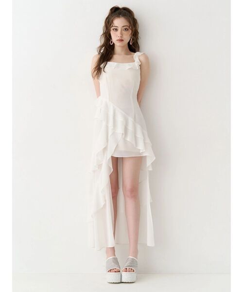 EVRIS（エヴリス）の「【2サイズ】フリルショルダーアシンメトリーロングワンピース（ワンピース・レディース・ブラック/その他1/ベージュ/ホワイト・MEDIUM/SMALL）」の20枚目の写真
