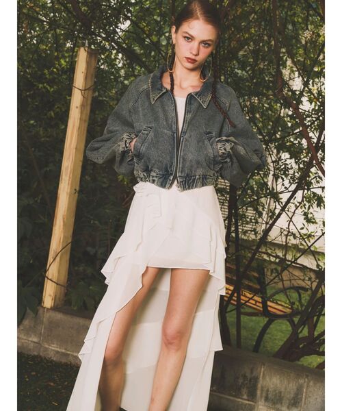 EVRIS（エヴリス）の「【2サイズ】フリルショルダーアシンメトリーロングワンピース（ワンピース・レディース・ブラック/その他1/ベージュ/ホワイト・MEDIUM/SMALL）」の8枚目の写真