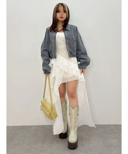 EVRIS(エヴリス)の「【SNS万バズワンピ】フリルショルダーアシンメトリーロングワンピース 夏服(ワンピース・レディース・ブラック/その他1/ベージュ/ホワイト・MEDIUM/SMALL)」の18枚目の写真
