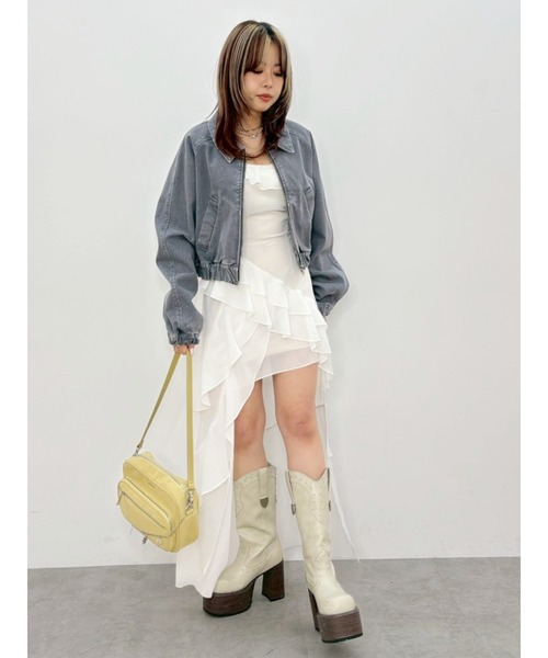 EVRIS(エヴリス)の「【SNS万バズワンピ】フリルショルダーアシンメトリーロングワンピース(ワンピース・レディース・ブラック/その他1/ベージュ/ホワイト・MEDIUM/SMALL)」の12枚目の写真