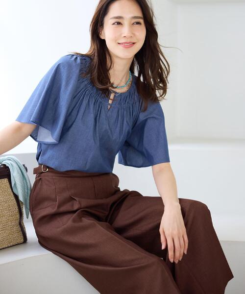 Reflect（リフレクト）の「グルカ風ベルトデザインワイドパンツ（その他パンツ・レディース・ネイビー/ダークブラウン/グリーン系・11/09/07/13）」の4枚目の写真