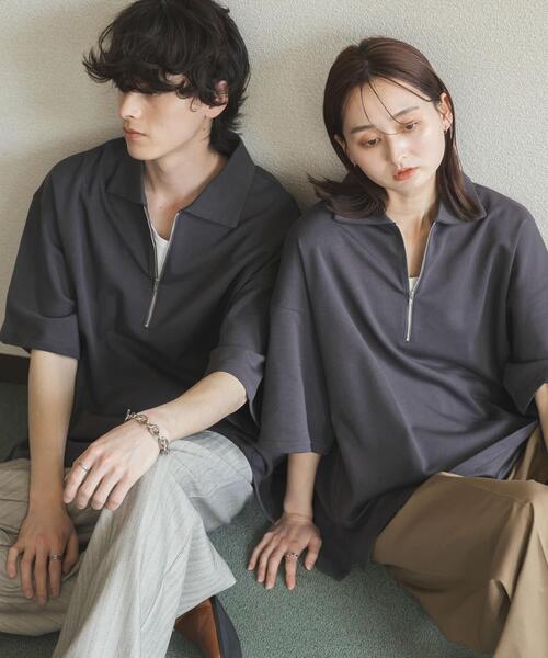 SENSE OF PLACE by URBAN RESEARCH(センスオブプレイスバイアーバンリサーチ)の「ダンボールポンチハーフジップショートスリーブTシャツ(Tシャツ/カットソー・メンズ・イエロー/ライトグレー/チャコールグレー/ブラック・LARGE/MEDIUM)」の2枚目の写真