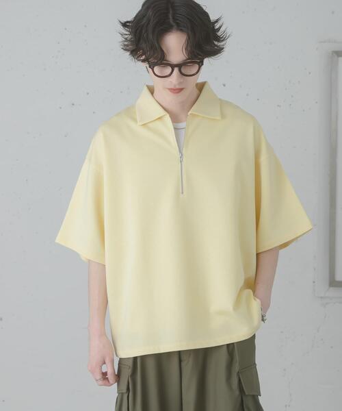 SENSE OF PLACE by URBAN RESEARCH(センスオブプレイスバイアーバンリサーチ)の「ダンボールポンチハーフジップショートスリーブTシャツ(Tシャツ/カットソー・メンズ・イエロー/ライトグレー/チャコールグレー/ブラック・LARGE/MEDIUM)」の4枚目の写真
