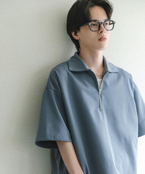 SENSE OF PLACE by URBAN RESEARCH(センスオブプレイスバイアーバンリサーチ)の「『ユニセックス』ダンボールポンチハーフジップショートスリーブTシャツ(Tシャツ/カットソー・メンズ・イエロー/ライトグレー/チャコールグレー/ブラック/ブルー/ベージュ・LARGE/MEDIUM)」の5枚目の写真