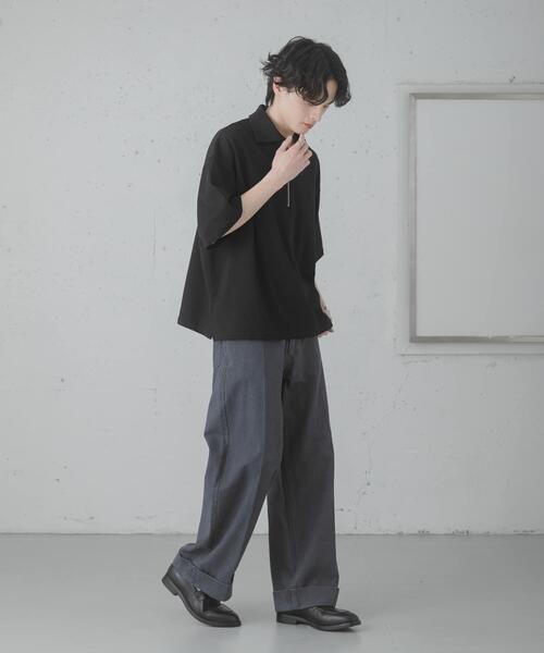 SENSE OF PLACE by URBAN RESEARCH(センスオブプレイスバイアーバンリサーチ)の「ダンボールポンチハーフジップショートスリーブTシャツ(Tシャツ/カットソー・メンズ・イエロー/ライトグレー/チャコールグレー/ブラック・LARGE/MEDIUM)」の6枚目の写真