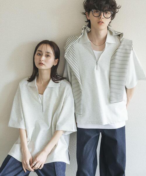 SENSE OF PLACE by URBAN RESEARCH(センスオブプレイスバイアーバンリサーチ)の「ダンボールポンチハーフジップショートスリーブTシャツ(Tシャツ/カットソー・メンズ・イエロー/ライトグレー/チャコールグレー/ブラック・LARGE/MEDIUM)」の10枚目の写真
