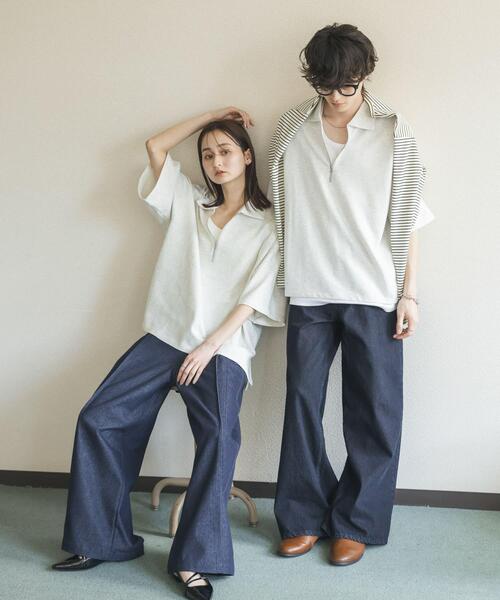 SENSE OF PLACE by URBAN RESEARCH(センスオブプレイスバイアーバンリサーチ)の「ダンボールポンチハーフジップショートスリーブTシャツ(Tシャツ/カットソー・メンズ・イエロー/ライトグレー/チャコールグレー/ブラック・LARGE/MEDIUM)」の13枚目の写真