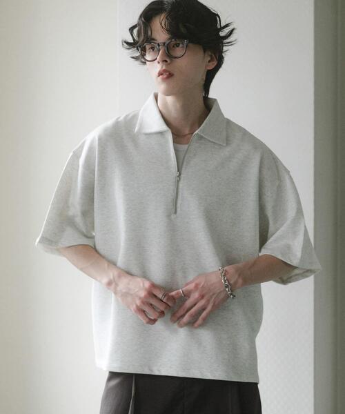 SENSE OF PLACE by URBAN RESEARCH(センスオブプレイスバイアーバンリサーチ)の「ダンボールポンチハーフジップショートスリーブTシャツ(Tシャツ/カットソー・メンズ・イエロー/ライトグレー/チャコールグレー/ブラック・LARGE/MEDIUM)」の18枚目の写真