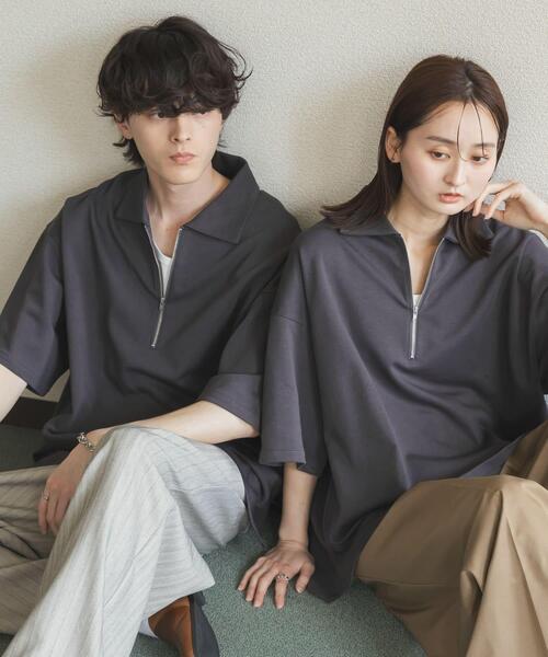 SENSE OF PLACE by URBAN RESEARCH(センスオブプレイスバイアーバンリサーチ)の「『ユニセックス』ダンボールポンチハーフジップショートスリーブTシャツ(Tシャツ/カットソー・メンズ・イエロー/ライトグレー/チャコールグレー/ブラック/ブルー/ベージュ・LARGE/MEDIUM)」の15枚目の写真