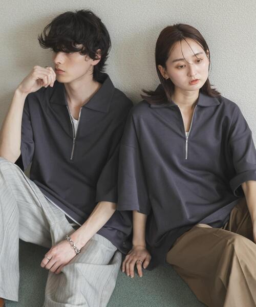 SENSE OF PLACE by URBAN RESEARCH(センスオブプレイスバイアーバンリサーチ)の「『ユニセックス』ダンボールポンチハーフジップショートスリーブTシャツ(Tシャツ/カットソー・メンズ・イエロー/ライトグレー/チャコールグレー/ブラック/ブルー/ベージュ・LARGE/MEDIUM)」の16枚目の写真