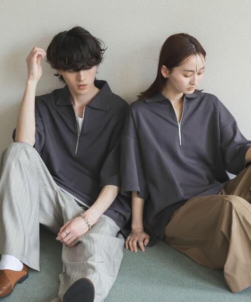 SENSE OF PLACE by URBAN RESEARCH(センスオブプレイスバイアーバンリサーチ)の「『ユニセックス』ダンボールポンチハーフジップショートスリーブTシャツ(Tシャツ/カットソー・メンズ・イエロー/ライトグレー/チャコールグレー/ブラック/ブルー/ベージュ・LARGE/MEDIUM)」の17枚目の写真