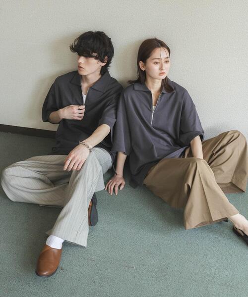 SENSE OF PLACE by URBAN RESEARCH(センスオブプレイスバイアーバンリサーチ)の「『ユニセックス』ダンボールポンチハーフジップショートスリーブTシャツ(Tシャツ/カットソー・メンズ・イエロー/ライトグレー/チャコールグレー/ブラック/ブルー/ベージュ・LARGE/MEDIUM)」の18枚目の写真
