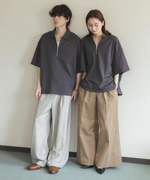 SENSE OF PLACE by URBAN RESEARCH(センスオブプレイスバイアーバンリサーチ)の「『ユニセックス』ダンボールポンチハーフジップショートスリーブTシャツ(Tシャツ/カットソー・メンズ・イエロー/ライトグレー/チャコールグレー/ブラック/ブルー/ベージュ・LARGE/MEDIUM)」の19枚目の写真