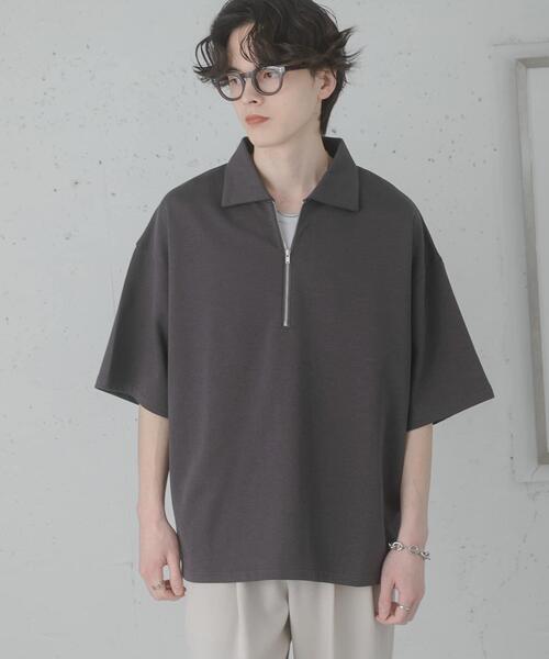 SENSE OF PLACE by URBAN RESEARCH(センスオブプレイスバイアーバンリサーチ)の「『ユニセックス』ダンボールポンチハーフジップショートスリーブTシャツ(Tシャツ/カットソー・メンズ・イエロー/ライトグレー/チャコールグレー/ブラック/ブルー/ベージュ・LARGE/MEDIUM)」の22枚目の写真