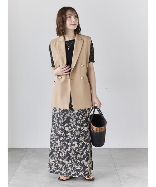 Te chichi(テチチ)の「リネンライクダブルブレストジレ(セットアップ可)(ベスト・レディース・ネイビー/ベージュ/シルバーグレー・F)」の10枚目の写真