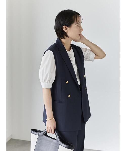 Te chichi(テチチ)の「リネンライクダブルブレストジレ(セットアップ可)(ベスト・レディース・ネイビー/ベージュ/シルバーグレー・F)」の14枚目の写真