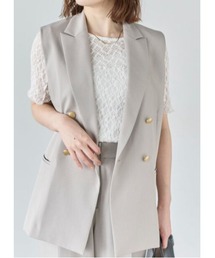 リネンライクダブルブレストジレ(セットアップ可)