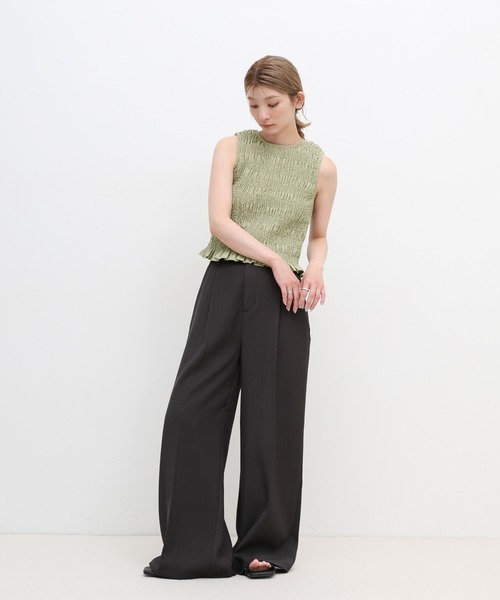 select MOCA(セレクトモカ)の「リネンライクシャーリングノースリーブトップス(タンクトップ・レディース・チャコール/ベージュ/カーキ・FREE)」の11枚目の写真