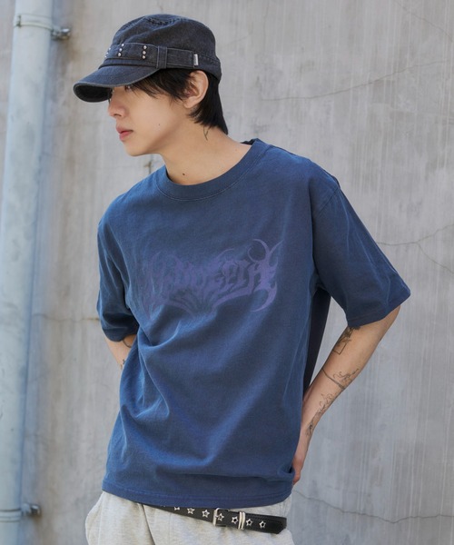 LTR DEPTH(レイターデプス)の「LTR DEPTH/【26春夏新作】ピグメントグラフィックT(Tシャツ/カットソー・メンズ・ネイビー/ピンク・LARGE)」の1枚目の写真
