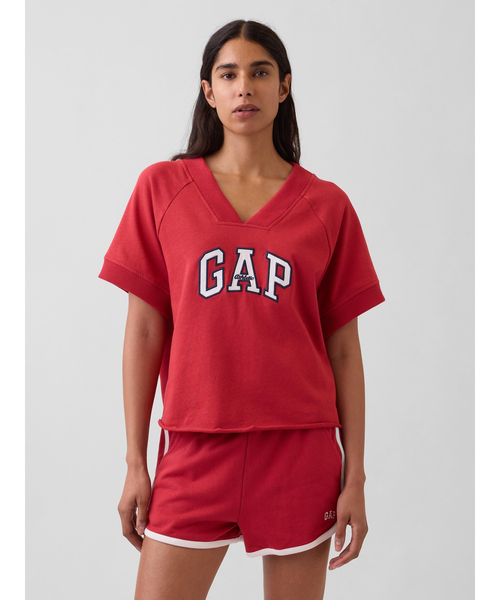 GAP(ギャップ)の「フレンチテリー オーバーサイズ GAPロゴ Vネック スウェットシャツ(スウェット・レディース・ホワイト/ネイビー/グレー/レッド・S/M/L/XL/XXS/XS)」の8枚目の写真