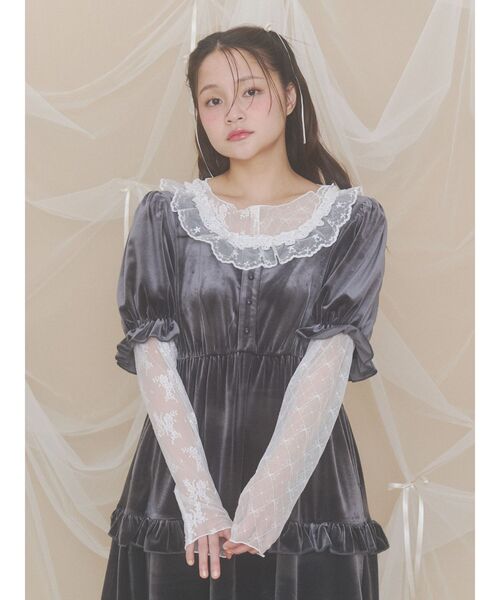 merry jenny(メリージェニー)の「ベロアパフスリーブワンピース(ワンピース・レディース・グレー/ブラック/ブラウン・FREE)」の10枚目の写真