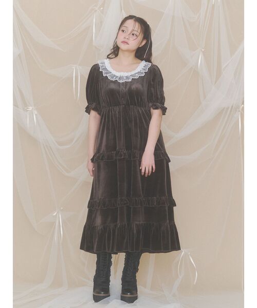 merry jenny(メリージェニー)の「ベロアパフスリーブワンピース(ワンピース・レディース・グレー/ブラック/ブラウン・FREE)」の17枚目の写真
