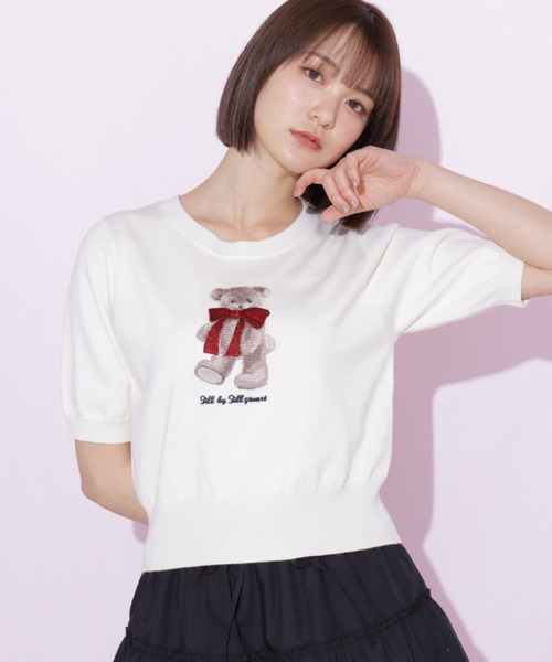 JILL by JILL STUART(ジルバイジルスチュアート)の「〈BEARシリーズ〉モチーフニット(ニット/セーター・レディース・ピンク/ホワイト/ネイビー・FREE)」の2枚目の写真