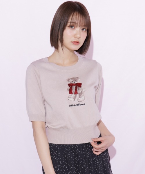 JILL by JILL STUART(ジルバイジルスチュアート)の「〈BEARシリーズ〉モチーフニット(ニット/セーター・レディース・ピンク/ホワイト/ネイビー・FREE)」の3枚目の写真