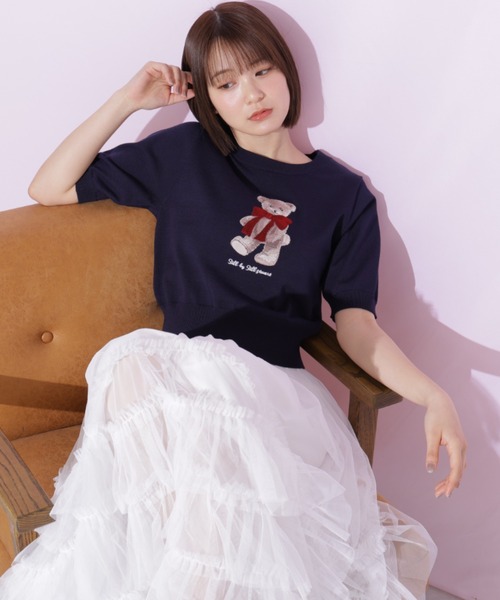 JILL by JILL STUART(ジルバイジルスチュアート)の「〈BEARシリーズ〉モチーフニット(ニット/セーター・レディース・ピンク/ホワイト/ネイビー・FREE)」の5枚目の写真