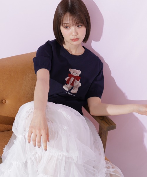 JILL by JILL STUART(ジルバイジルスチュアート)の「〈BEARシリーズ〉モチーフニット(ニット/セーター・レディース・ピンク/ホワイト/ネイビー・FREE)」の7枚目の写真