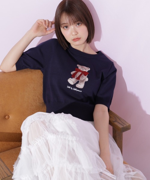 JILL by JILL STUART(ジルバイジルスチュアート)の「〈BEARシリーズ〉モチーフニット(ニット/セーター・レディース・ピンク/ホワイト/ネイビー・FREE)」の4枚目の写真