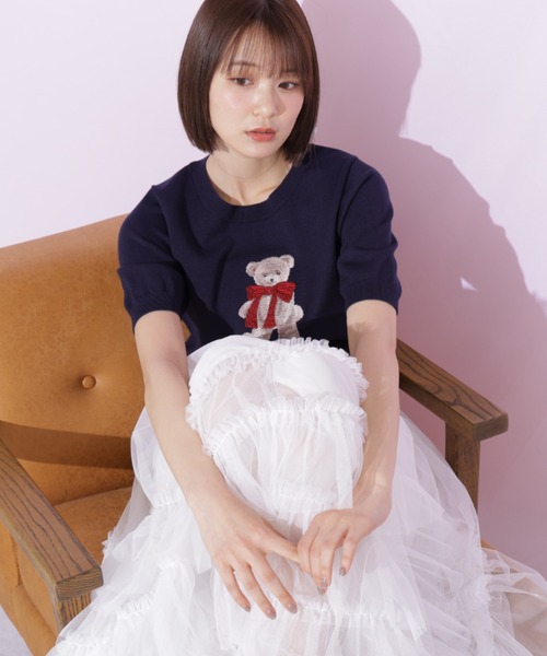 JILL by JILL STUART(ジルバイジルスチュアート)の「〈BEARシリーズ〉モチーフニット(ニット/セーター・レディース・ピンク/ホワイト/ネイビー・FREE)」の6枚目の写真