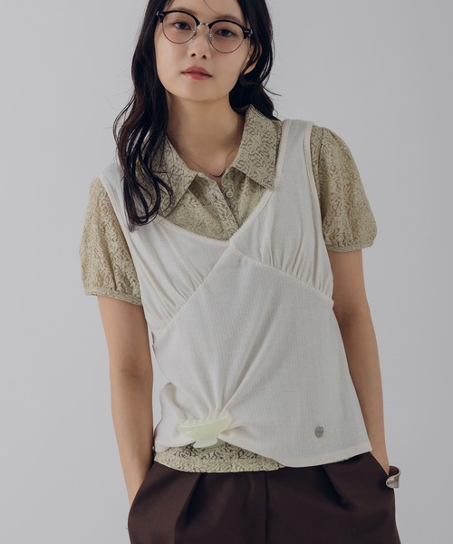 MUHET（ミュエータ）の「gather lace shirt / ギャザーレースシャツ（シャツ/ブラウス・レディース・ネイビー/オフホワイト/ライトグリーン・FREE）」の16枚目の写真
