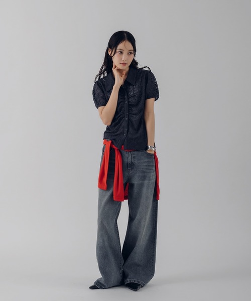 MUHET（ミュエータ）の「gather lace shirt / ギャザーレースシャツ（シャツ/ブラウス・レディース・ネイビー/オフホワイト/ライトグリーン・FREE）」の22枚目の写真