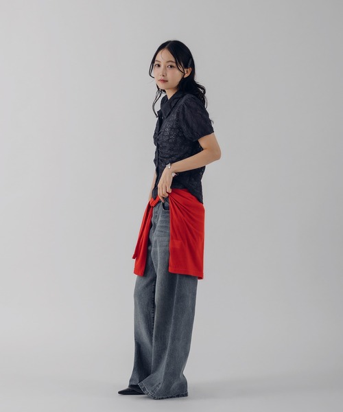 MUHET（ミュエータ）の「gather lace shirt / ギャザーレースシャツ（シャツ/ブラウス・レディース・ネイビー/オフホワイト/ライトグリーン・FREE）」の21枚目の写真