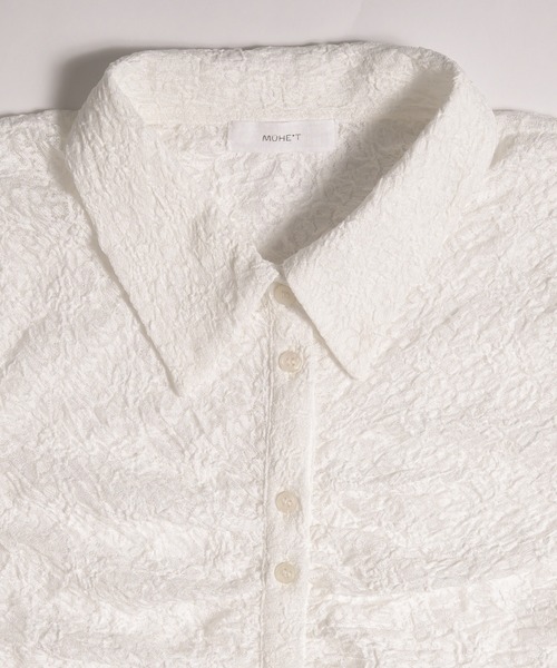 MUHET（ミュエータ）の「gather lace shirt / ギャザーレースシャツ（シャツ/ブラウス・レディース・ネイビー/オフホワイト/ライトグリーン・FREE）」の13枚目の写真