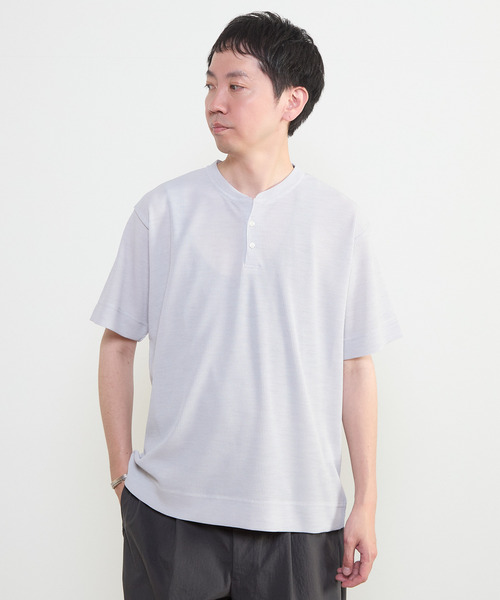 MEN'S MELROSE(メンズメルローズ)の「リランチェワッフルヘンリーネックTシャツ(Tシャツ/カットソー・メンズ・ネイビー/チャコールグレー/ライトグレー・3/4/2)」の3枚目の写真