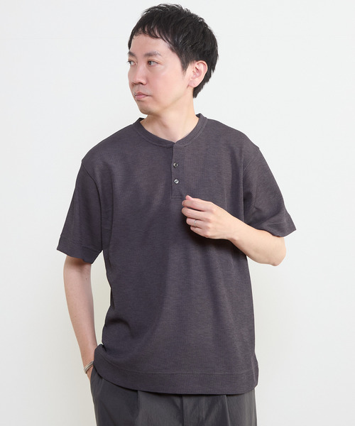 MEN'S MELROSE(メンズメルローズ)の「リランチェワッフルヘンリーネックTシャツ(Tシャツ/カットソー・メンズ・ネイビー/チャコールグレー/ライトグレー・3/4/2)」の20枚目の写真