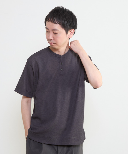 MEN'S MELROSE(メンズメルローズ)の「リランチェワッフルヘンリーネックTシャツ(Tシャツ/カットソー・メンズ・ネイビー/チャコールグレー/ライトグレー・3/4/2)」の21枚目の写真
