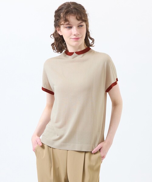 MACKINTOSH PHILOSOPHY（ﾏｯｷﾝﾄｯｼｭ ﾌｨﾛｿﾌｨｰ）の「【Cleric Collar Knit】シアードルマン（Tシャツ/カットソー・レディース・ブルー/ブラウン系その他4/ダークネイビー/ベージュ系その他・38）」の3枚目の写真