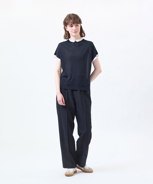 MACKINTOSH PHILOSOPHY（ﾏｯｷﾝﾄｯｼｭ ﾌｨﾛｿﾌｨｰ）の「【Cleric Collar Knit】シアードルマン（Tシャツ/カットソー・レディース・ブルー/ブラウン系その他4/ダークネイビー/ベージュ系その他・38）」の6枚目の写真