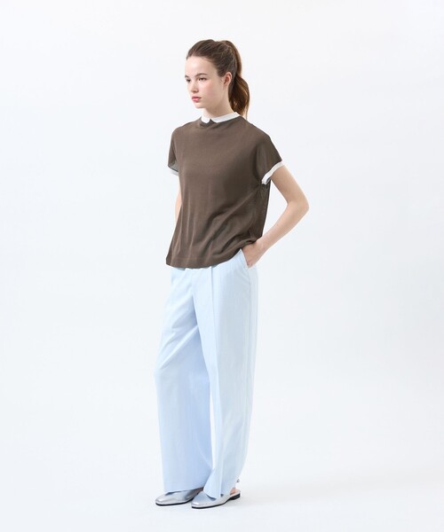 MACKINTOSH PHILOSOPHY（ﾏｯｷﾝﾄｯｼｭ ﾌｨﾛｿﾌｨｰ）の「【Cleric Collar Knit】シアードルマン（Tシャツ/カットソー・レディース・ブルー/ブラウン系その他4/ダークネイビー/ベージュ系その他・38）」の8枚目の写真
