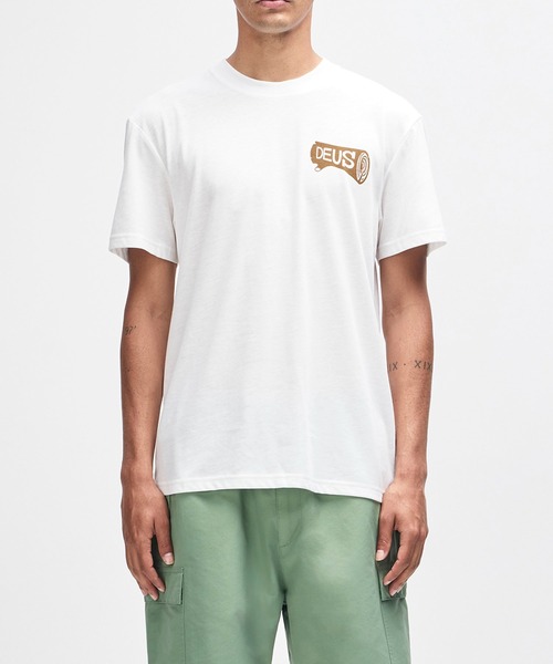 DEUS EX MACHINA(デウスエクスマキナ)の「LOG TEE ボックスフィット 半袖Tシャツ(Tシャツ/カットソー・メンズ・ホワイト/ブルー・M/L)」の4枚目の写真