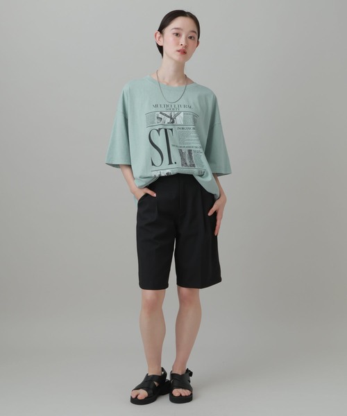 LAKOLE(ラコレ)の「ニュースペーパーTEE / 842249(Tシャツ/カットソー・レディース・オフホワイト/ライトブルー/チャコール・FREE)」の9枚目の写真