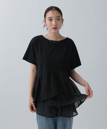 裏毛ラメ相良刺繍5分袖T 663950（Tシャツ/カットソー）｜LEPSIM