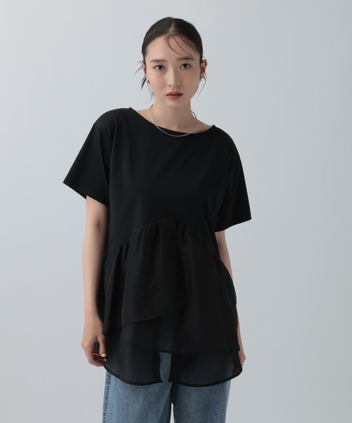 LEPSIM(レプシィム)の「ドッキングペプラムチュニック 759485(Tシャツ/カットソー・レディース・ブラック/チャコールグレー/オフホワイト・FREE)」の12枚目の写真